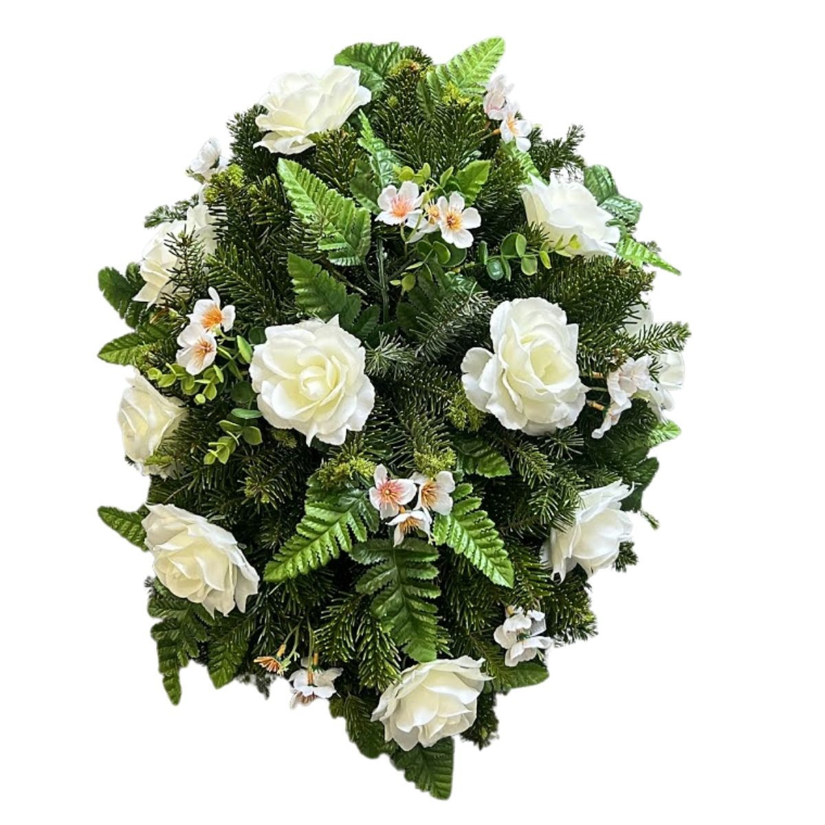 Ikebana živý základ a umelé kvety - biely