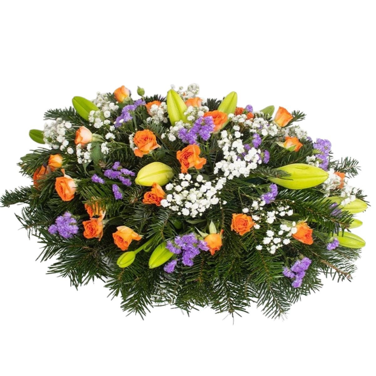 Ikebana s ľaliami a trsovými ružami